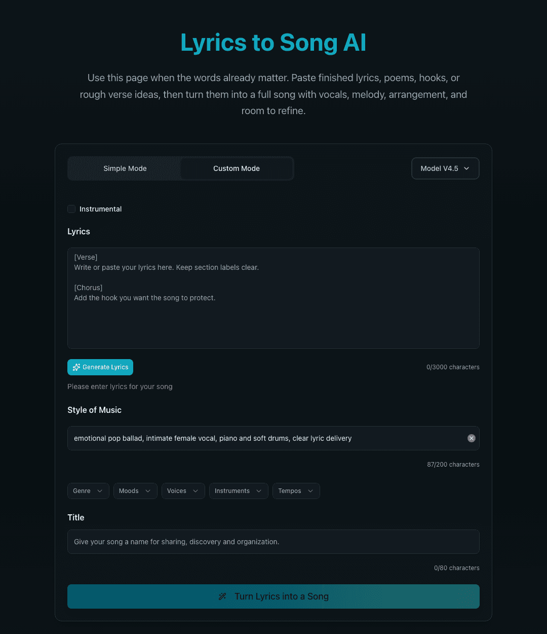 Write a Song from Your Own Lyrics